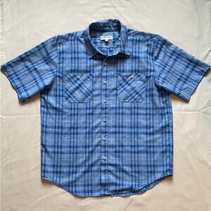 Orvis Men’s Blue Plaid Short Sleeve Button Down Shirt Size Large